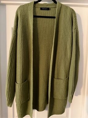 Merokeety Olive Open-Front Knit Cardigan with Pockets